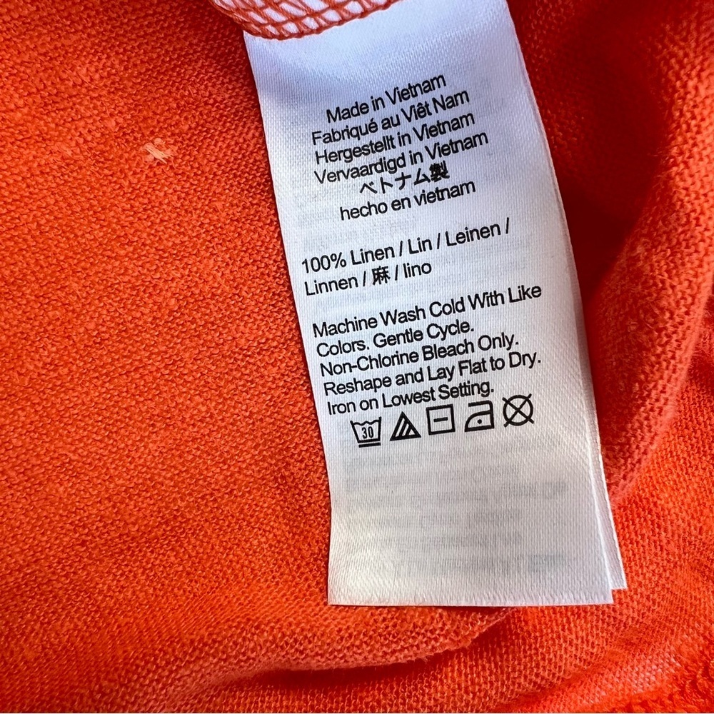 J.Crew 100% Linen Tee Crew Neck Orange Color Size Large - Picture 10 of 10